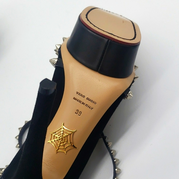 Charlotte olympia size 39 color black suede and silver spikes 100% Authentic - Picture 8 of 17